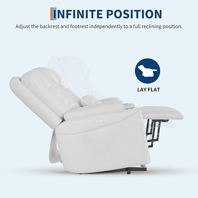 IDEALHOUSE Electric Power Lift Recliner Chair Sofa, Power Lift Chair for Elderly, 3 Positions, Side Pockets, and Cup Holders, USB Ports, Recliner Chair with Remote for Living Room, White