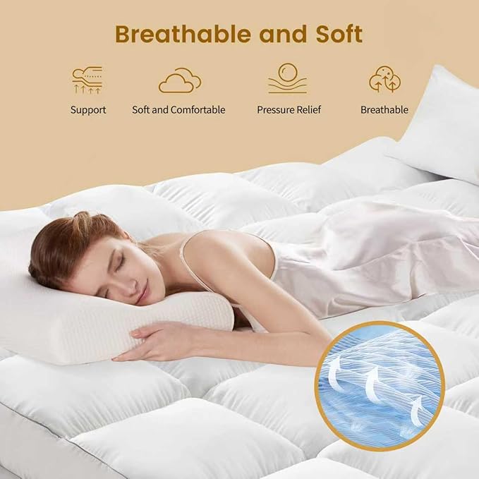 Decroom 5 Inch Memory Foam Mattress Topper King Size, Filled with Breathable Memory Foam Pillow Topper, Soft Fluffy Supportive Bed Mattress Pad for Back Pain Relief, 80x78x5 Inch
