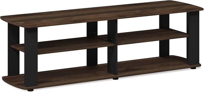 FURINNO Nelly Entertainment Center TV Stand, Short 43.3"(W) x13.4(H) x13.1(D), Columbia Walnut/Black