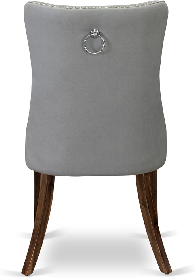 East West Furniture ANDA5-AWA-27 5 Piece Kitchen Table & Chairs Set Includes a Round Dining Table with Pedestal and 4 Polyester Fabric Upholstered Chairs, 36x36 Inch, Antique Walnut