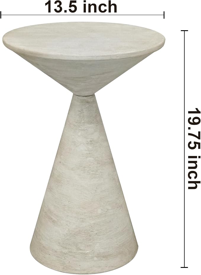 Small Drink Table, Round Martini Table, Drum End Table Side Table, Metal Accent Table,for Small Space Living Room, Bedroom, Dirt