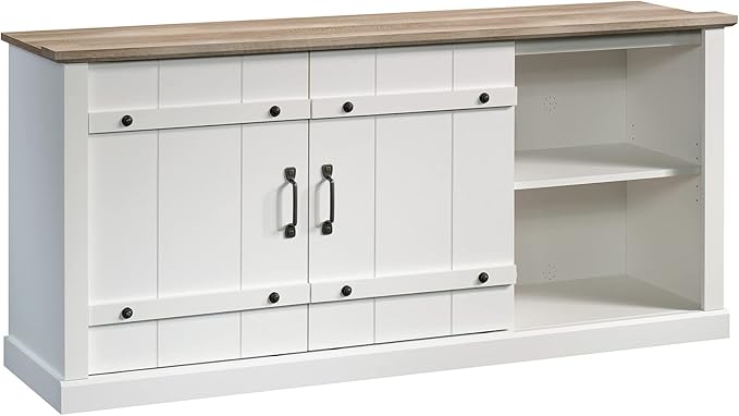 Sauder Miscellaneous Entertainment Farmhouse TV Stand, for TVs up to 70", Soft White Finish