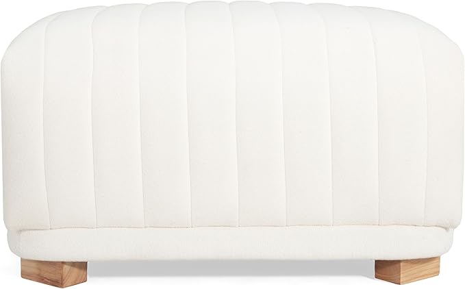 Christopher Knight Home Reyno Upholstered Ottoman with Storage for Living Room, Chenille Fabric Storage Ottoman Foot Rest with Side Drawers, Modern Square Coffee Table with Wooden Frame, Light Beige