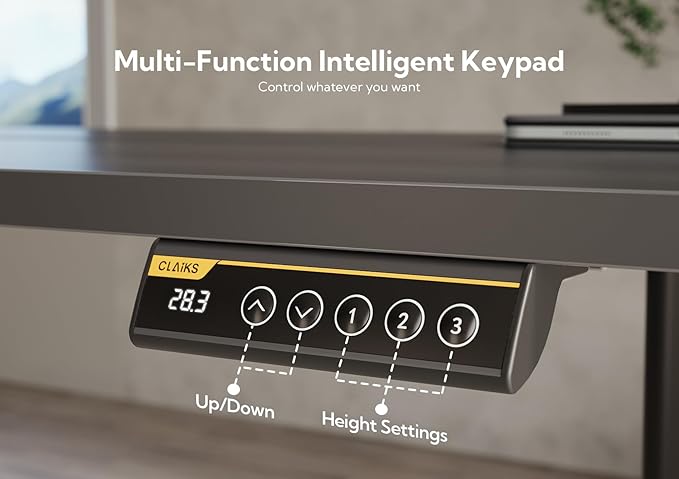 Claiks Electric Standing Desk, Adjustable Height Stand up Desk, 55x24 Inches Sit Stand Home Office Desk with Splice Board, Black Frame/Black Top