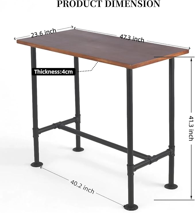 Industrial Rectangle Bar Table with Set of 2 Bar Stools Vintage 3 Pieces Pub Table Set for Home Office Farmhouse Dinner Table with Chairs