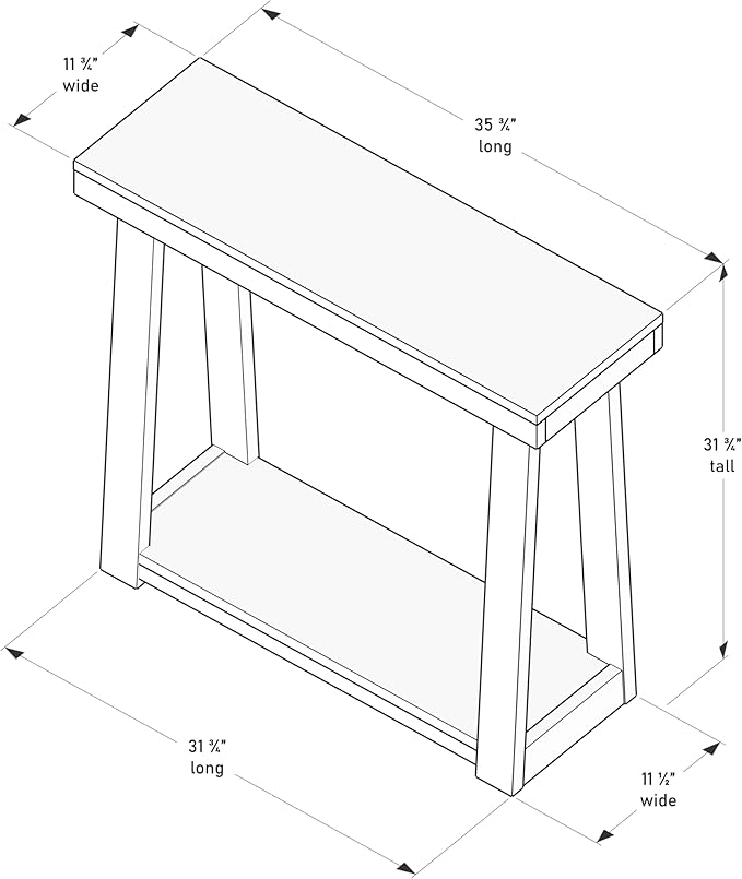 Plank+Beam Solid Wood Console Table with Storage, 36 Inch, Sofa Table with Shelf, Narrow Entryway Table for Hallway, Behind The Couch, Living Room, Foyer, Easy Assembly, White