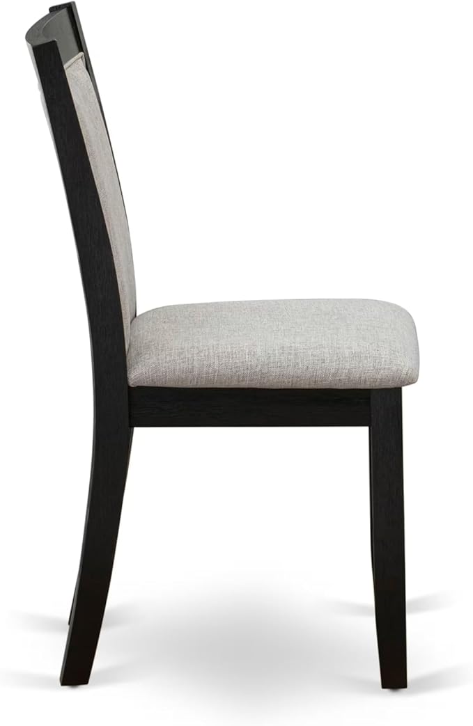 East West Furniture V627MZ606-6 6 Piece Dining Set Contains a Rectangle Dining Room Table with V-Legs and 4 Shitake Linen Fabric Parson Chairs with a Bench, 40x72 Inch, Multi-Color