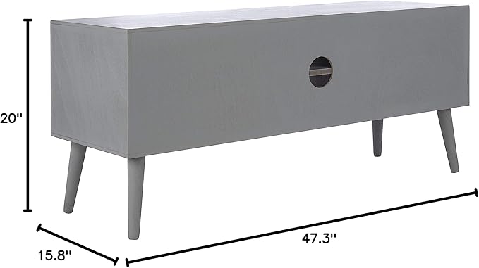 SAFAVIEH Sorrel TV Stand for up to 55" Flatscreen – Distressed Grey, 2 Doors with Interior Storage, 2 Open Shelves, Entertainment Media Console (MED5701D)