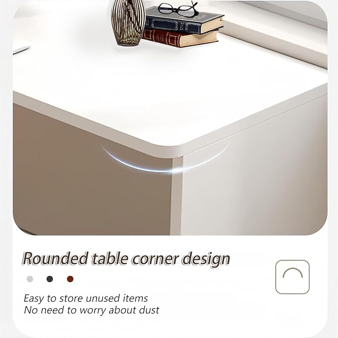 L Shaped Gaming Desk with Drawers and Cabinet Minimalist Computer Desk with 5-Tier Shelf & 3 Storage Drawers, White Office Desk for Home PC Gaming Study Table for Bedroom Small Spaces