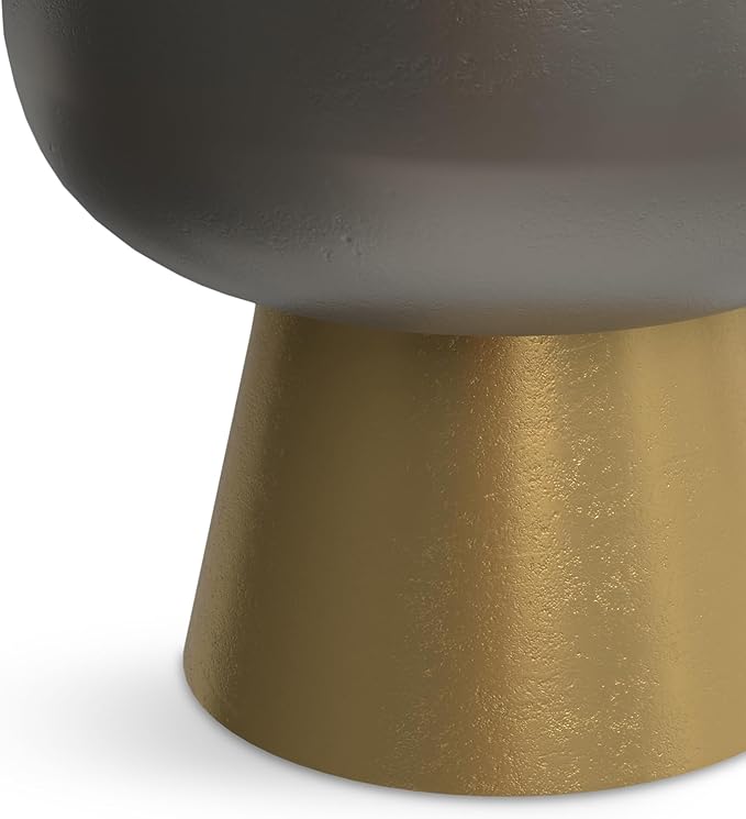 SIMPLIHOME Anthony Cast Aluminum Side Table in Antique Bronze/Brass, 13.75-inch Round, 20-inch Tall, Industrial Vintage Design for Living Room