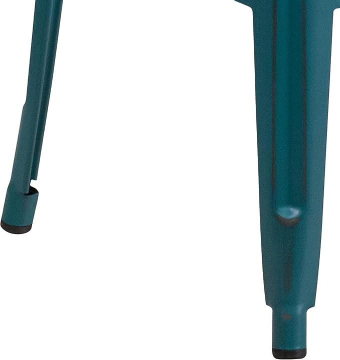 Flash Furniture Kai Commercial Grade 30" High Backless Distressed Kelly Blue-Teal Metal Indoor-Outdoor Barstool