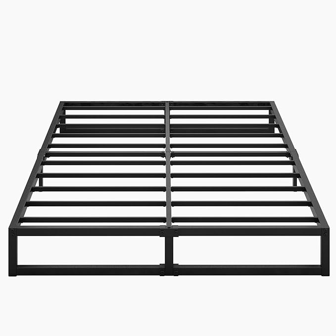 8 Inch Queen Bed Frame Heavy Duty Steel Slat Support Metal Queen Size Platform Bed Frame No Box Spring Needed, Easy Assembly, Black