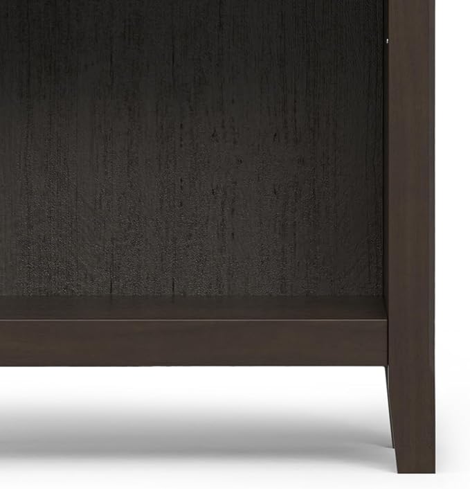 SIMPLIHOME Amherst Bookcase - 70 inch Tall 5-Shelf Solid Wood Bookshelf in Hickory Brown, Transitional Storage for Living Room, Study Room or Office with Adjustable Shelves and Tapered Legs