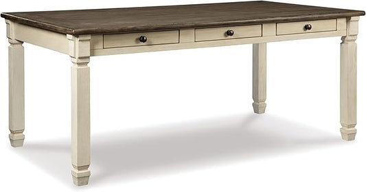 Signature Design by Ashley Bolanburg Farmhouse Dining Table with Drawers, Seats up to 6, Whitewash