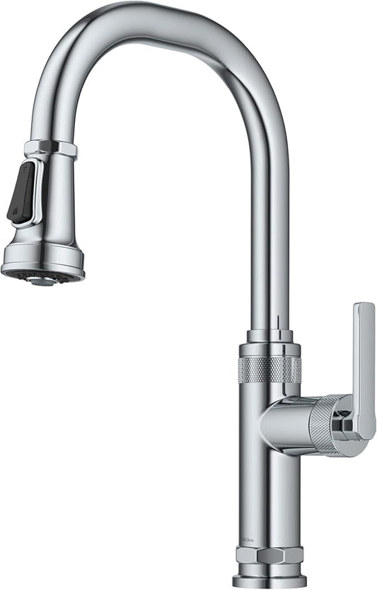 KRAUS Allyn Industrial Pull-Down Single Handle Kitchen Faucet in Chrome, KPF-4102CH