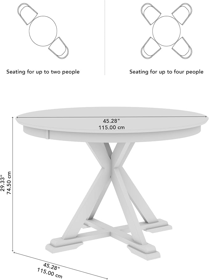 Bush Furniture Round Dining Table, 45 inch Trestle Design, Modern Transitional, West End Collection, Dark Brown and Black