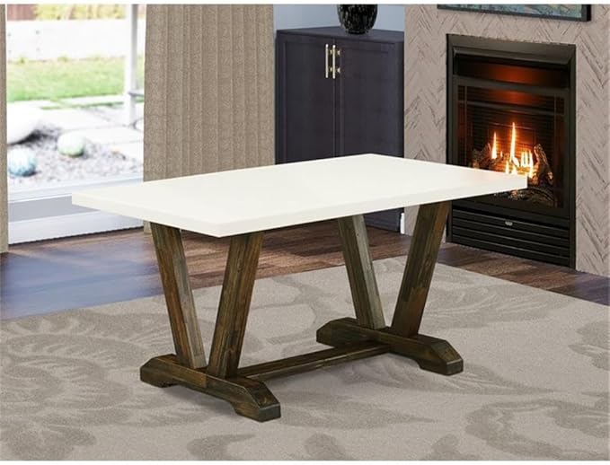 East West Furniture VT726 V-Style Dining Table - a Rectangle Wooden Table Top with Stylish Legs, 36x60 Inch, Multi-Color