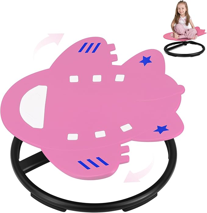 Kids Sensory Swivel Chair, Autism Spinning Chair for Kids Sensory, Autism Sensory Products Sit and Spin 360° Spinning Seat for Autistic ADHD Kids Indoor Outdoor Play (Pink)