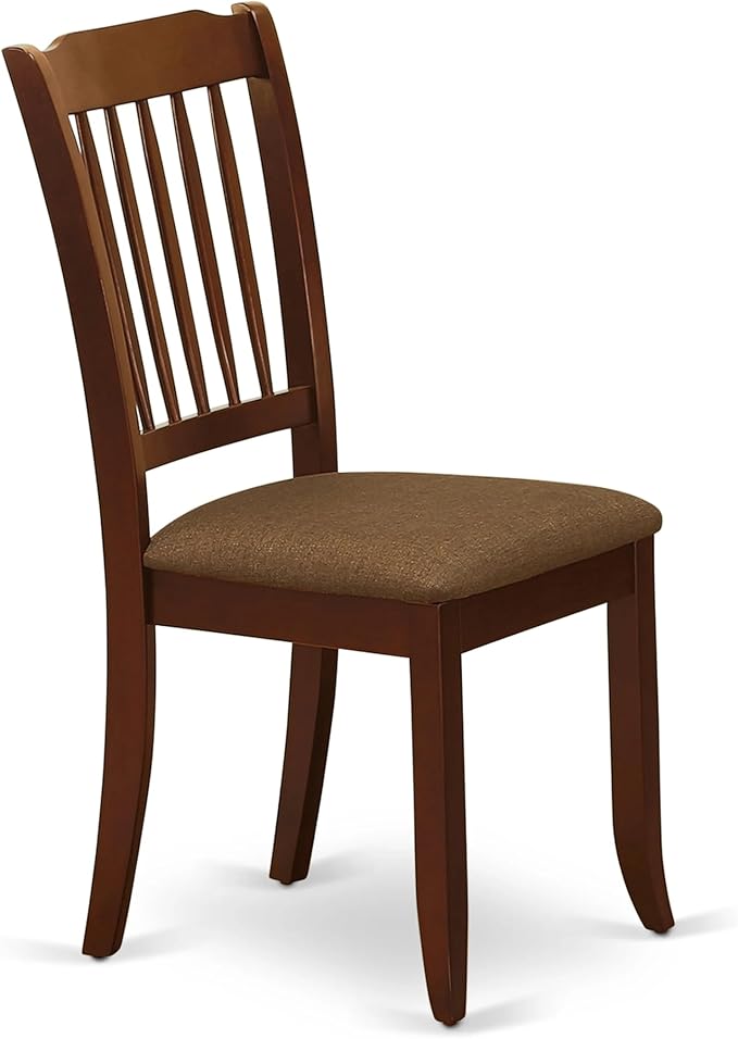 East West Furniture AMDA3-MAH-C 3 Piece Kitchen Table & Chairs Set Contains a Round Dining Room Table with Pedestal and 2 Linen Fabric Upholstered Chairs, 36x36 Inch, Mahogany