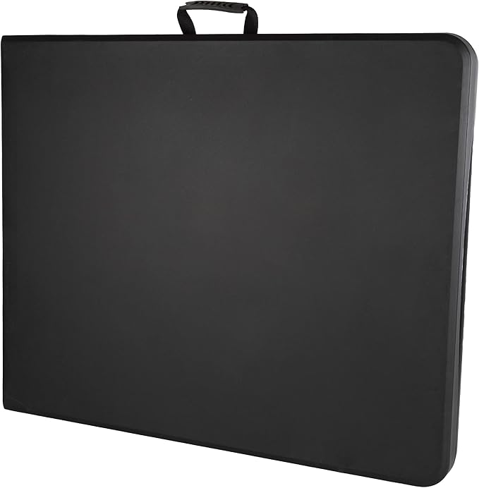 Everyday Home Folding Table - Lightweight Portable Folding Desk - 6-Foot-Long Plastic Table for Camping, Playing Cards, Parties, and Dining (Black)