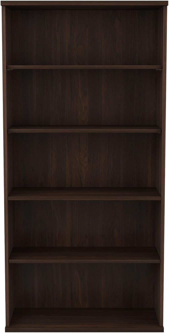 Bush Business Furniture Studio C Tall 5 Shelf Bookcase in Black Walnut, Large Bookshelf for Home or Professional Workplace Organization