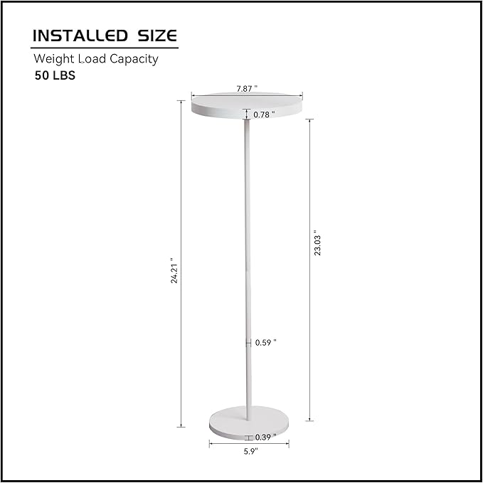 Small Side Table, Metal Round Drink Table, Desktop Diameter 7.87“ for Living Room Bedroom Small Spaces Sofa Couch Chair, White
