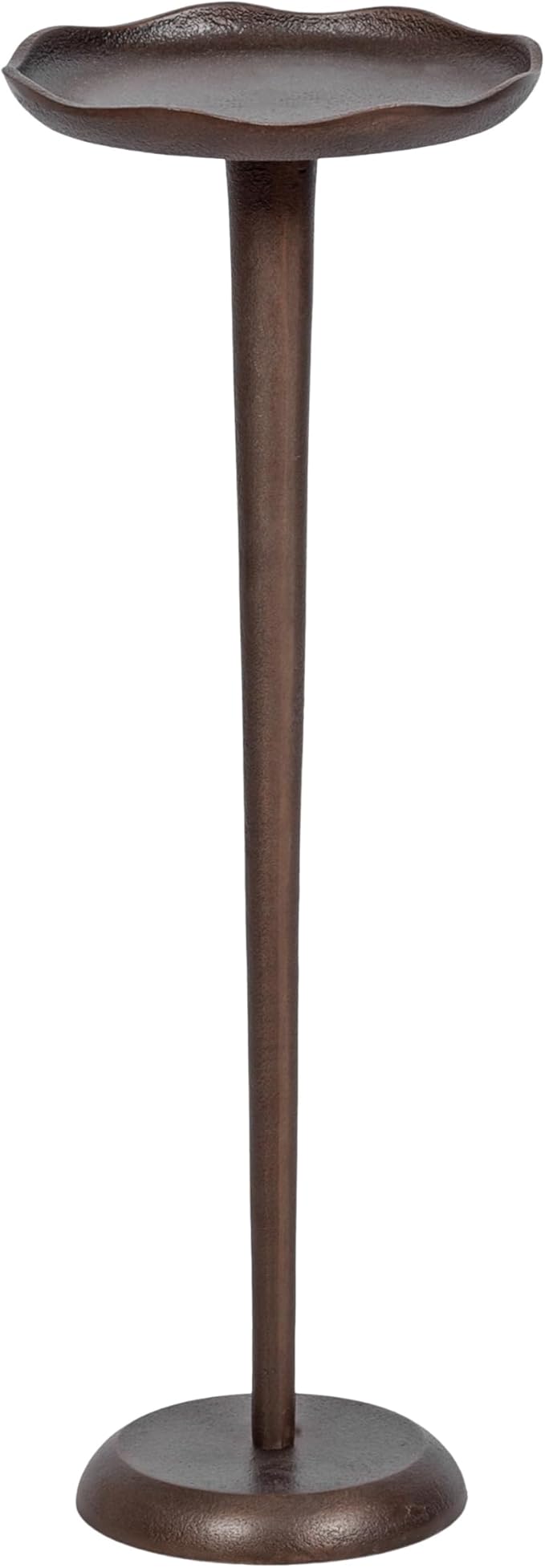 Kate and Laurel Alessia Modern Decorative Metal Drink Table, 8 x 8 x 22, Bronze, Round Cast Aluminum Pedestal Plant Stand with Rough Texture and Deckled Edge