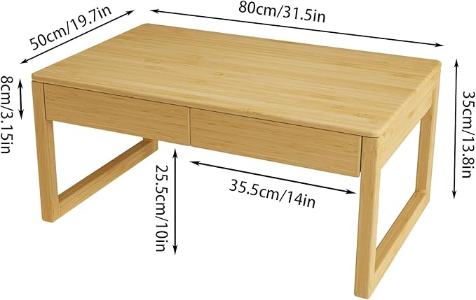Japanese Floor Coffee Table,Bamboo Low Table,Japanese Tea Table for Sitting Tatami Meditation Living Room Home Office(Wood Color)