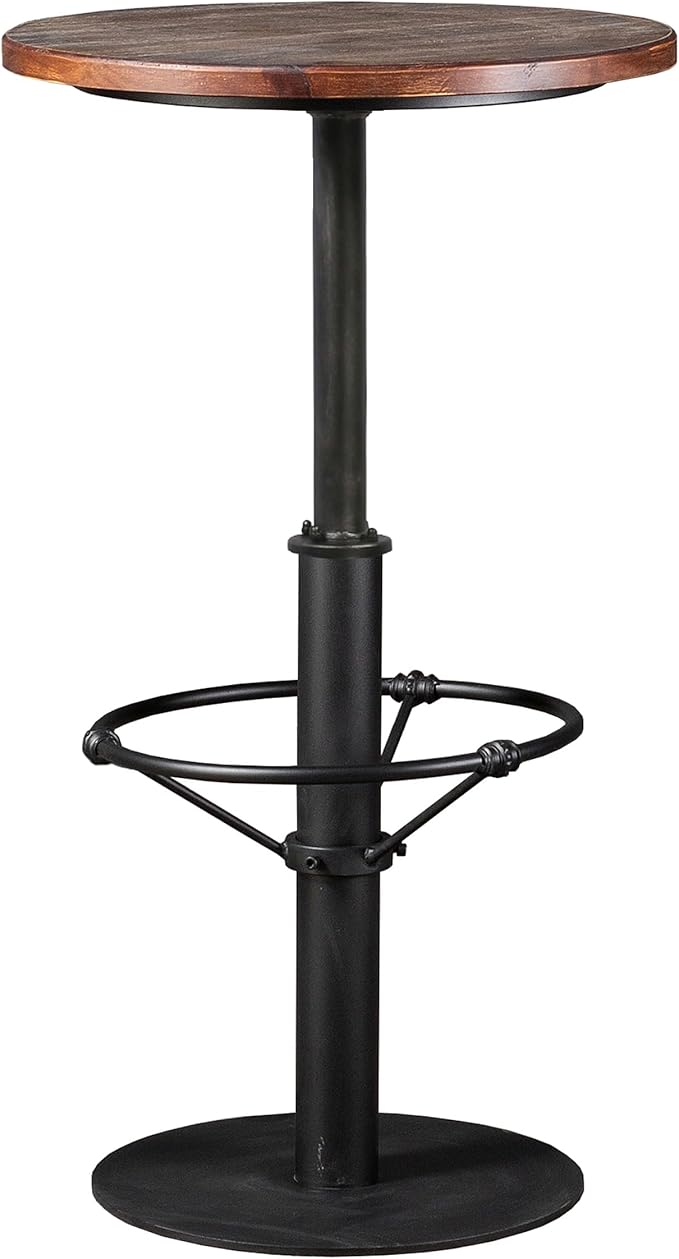 LOKKHAN 42" Tall Rustic Industrial Bar Table-19.68" Dia Round Wooden Top Metal Bar Height Adjustable Standing Pub Table-Dining Room Bistro Table-Cocktail Table