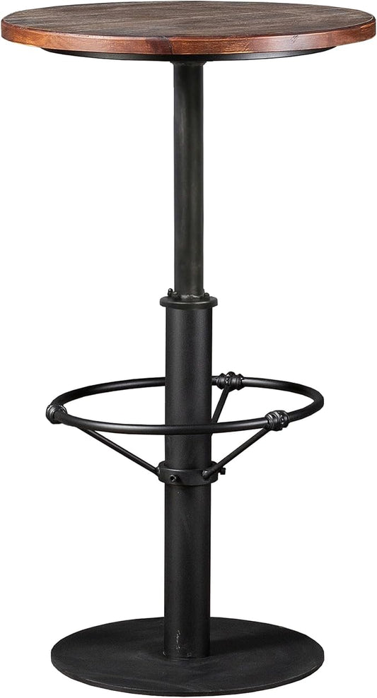 LOKKHAN 42" Tall Rustic Industrial Bar Table-19.68" Dia Round Wooden Top Metal Bar Height Adjustable Standing Pub Table-Dining Room Bistro Table-Cocktail Table