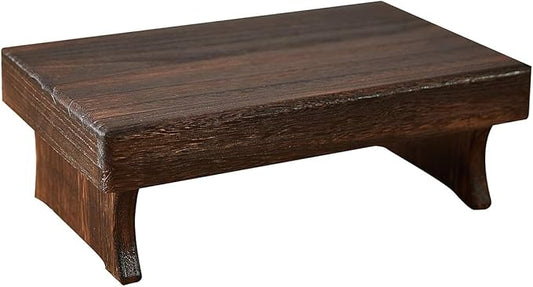 Wood Step Stool, Portable Rectangle Bed Stool, Small Step Ladder for Kitchen & Bathroom, Foot Rest Stool Under Desk, Large Surface, Strong and Durable