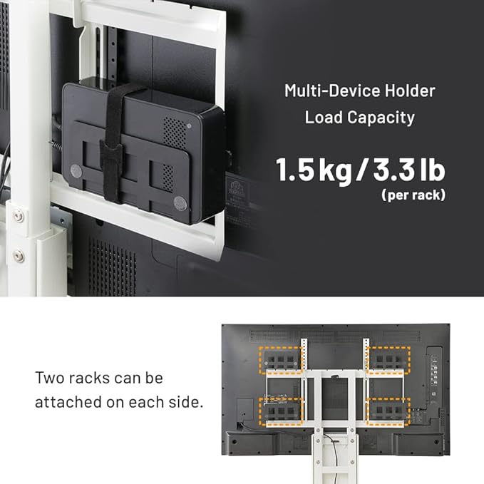 V3 High Type TV Stand w/Multi-Device Holder and Soundbar Shelf M White Set | Sleek Japanese 32-80 Inch Universal Wall-Side TV Stand Adjustable Mount, No Drill | Sleek Soundbar Shelf | White Oak