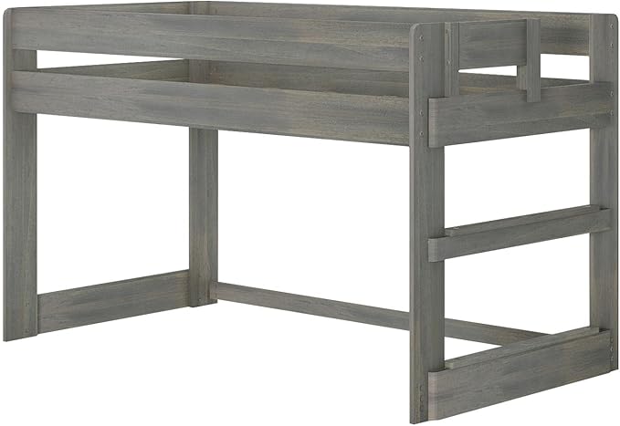 Max & Lily Modern Farmhouse Low Loft Bed, Twin Bed Frame For Kids, Driftwood