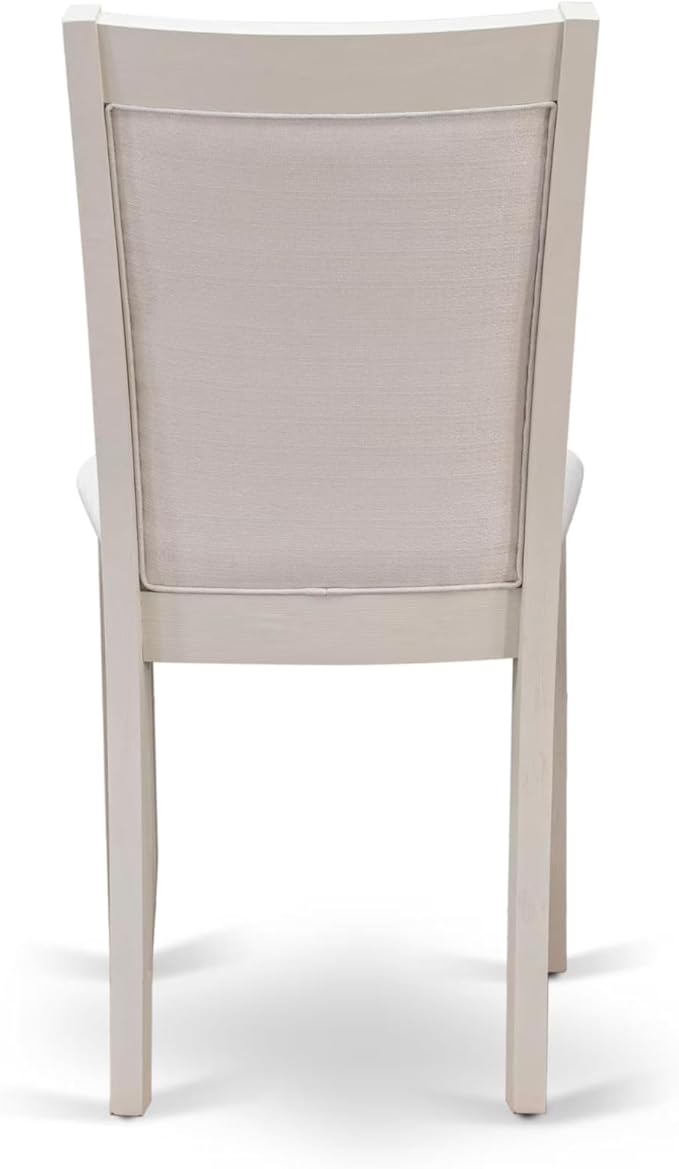 East West Furniture V077MZ001-7 7 Piece Kitchen Table Set Consist of a Rectangle Dining Table with V-Legs and 6 Cream Linen Fabric Parson Dining Room Chairs, 40x72 Inch, Multi-Color