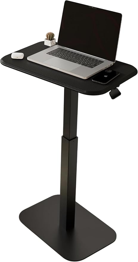 Ergohome™ ELEVANCE Table™ Height Adjustable Side Table for Couch or Bed, Laptop Table - Small End Table Office Coffee Table - C-Shaped Sofa Side Table with Multi-Function Black Base &Carbon Black Top