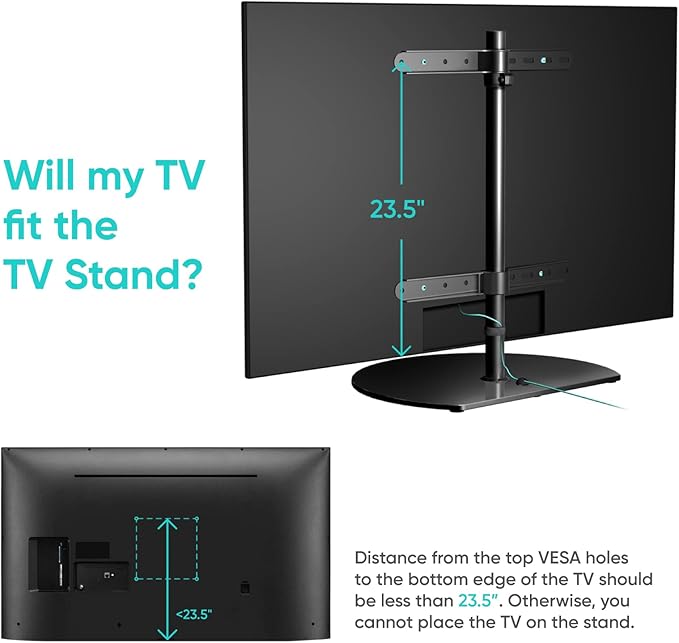 ONKRON Tabletop TV Stand for 32-65 Inch TVs up to 77 lbs, Height Adjustable TV Swivel Stand max VESA 400x400, Tabletop Universal TV Stand with Tempered Glass Base/Pedestal Television Stand Black