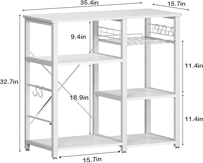 soges 3-Tier Kitchen Baker's Rack Utility Microwave Oven Stand Storage Cart Workstation Shelf, White