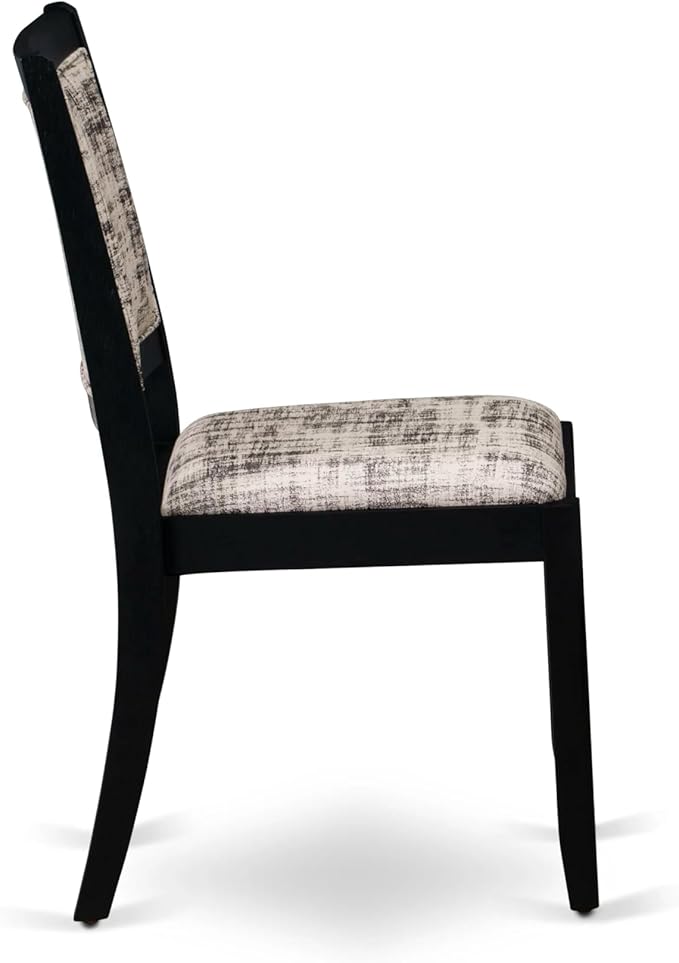 East West Furniture LGX29-BLK-30 -9 Piece Dining Set Includes a Rectangular Kitchen Table with Black Tabletop and 8 Stackable Polyester Fabric Chairs, Black