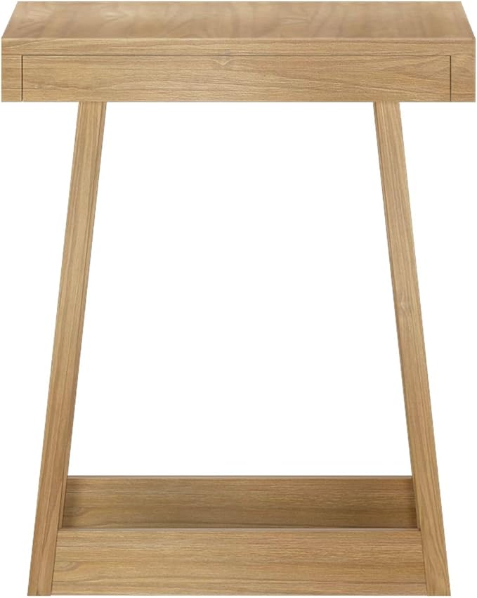 Plank+Beam Classic Square Side Table, Slim Side Table for Living Room, Narrow Nightstand for Small Spaces, Wood End Table for Bedroom, Blonde Wirebrush