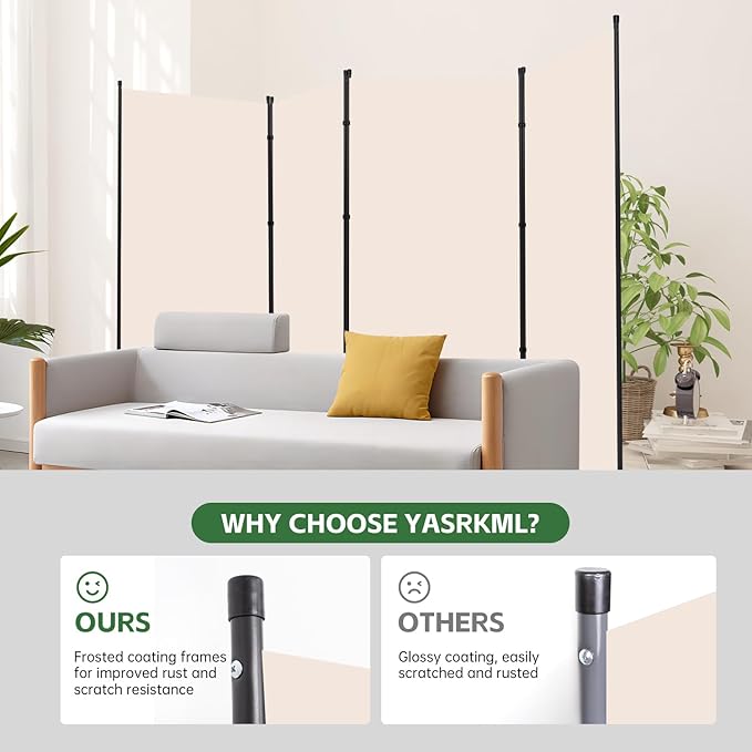 YASRKML Room Divider Folding Privacy Screens, Portable Room Divider Panel 4 Panel Partition Room Dividers Screen, Freestanding Room Partitions and Dividers Fabric Dividers for Room Separation, Beige