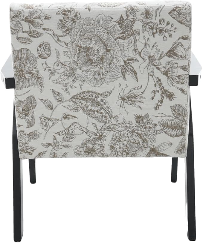 GDFStudio Aogex Accent Chair, Upholstered Club Chair, Printed Design Armchair, Wooden Frame Single Sofa, Back Support Seating, Comfort Reading Lounge, Reading Single Sofa for Living Room, Beige+Gray