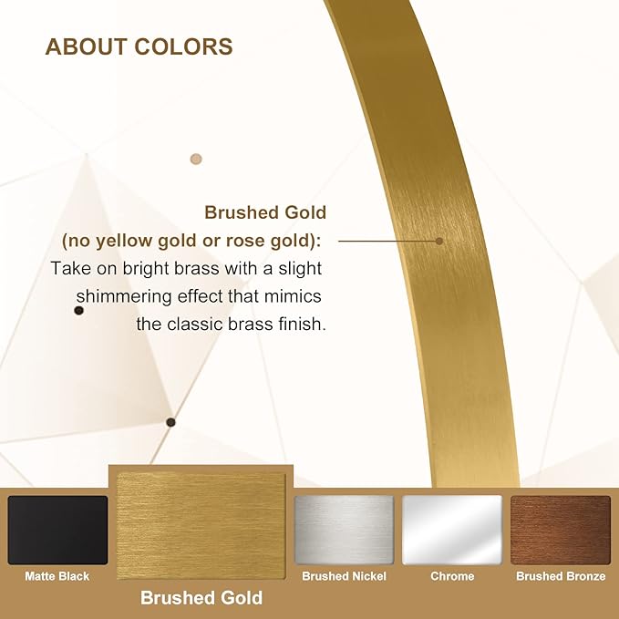 ANDY STAR Gold Round Mirror, 36’’ Brushed Gold Circle Bathroom Mirrors in Stainless Steel Metal Frame 1" Deep Set Design