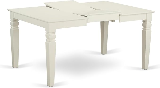 East West Furniture WEAD5-LWH-LC 5 Piece Dining Table Set for 4 Includes a Rectangle Kitchen Table with Butterfly Leaf and 4 Faux Leather Upholstered Chairs, 42x60 Inch, Linen White