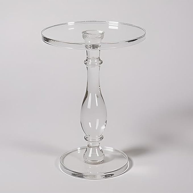 LIKENOW Acrylic End Table,Acrylic Side Table,Modern Nightstand with Clear Small Round Top and Solid Post for Living Room,Bedroom and Lobby 13.5x13.5x19.5 High inches