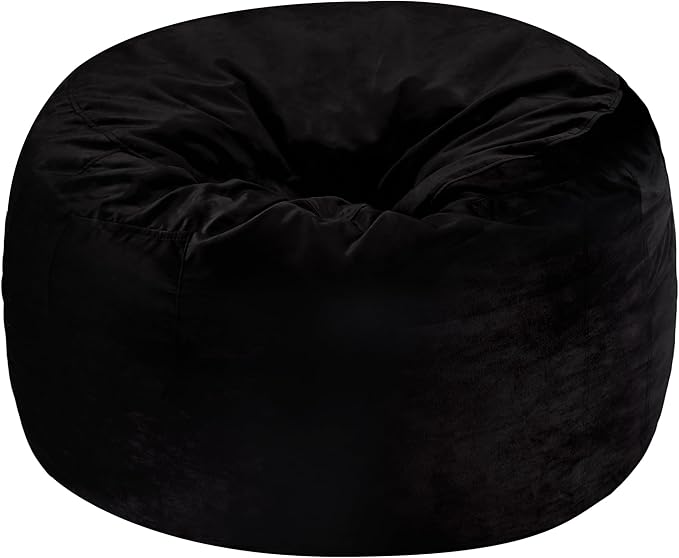 Homguava 4 FT Bean Bag Chair: 4' Bean Bags with Memory Foam Filled, Large Beanbag Chairs Soft Sofa with Dutch Velvet Cover-Black