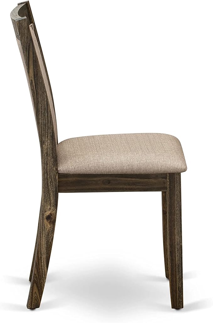 East West Furniture X727MZ716-6 6 Piece Dinette Set Contains a Rectangle Dining Table with X-Legs and 4 Dark Khaki Linen Fabric Parson Chairs with a Bench, 40x72 Inch, Multi-Color