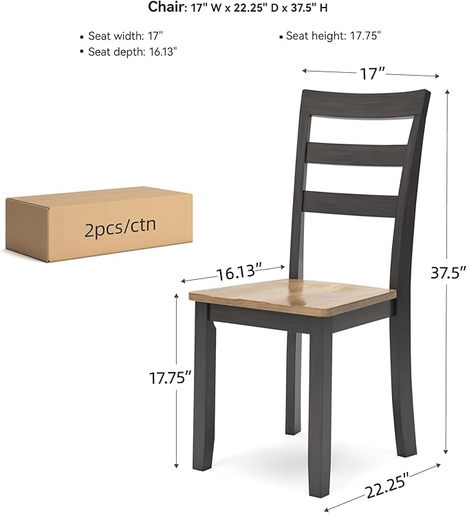Signature Design by Ashley Gesthaven Solid Wood Frame Dining Chair, Set of 2, Natural/Brown