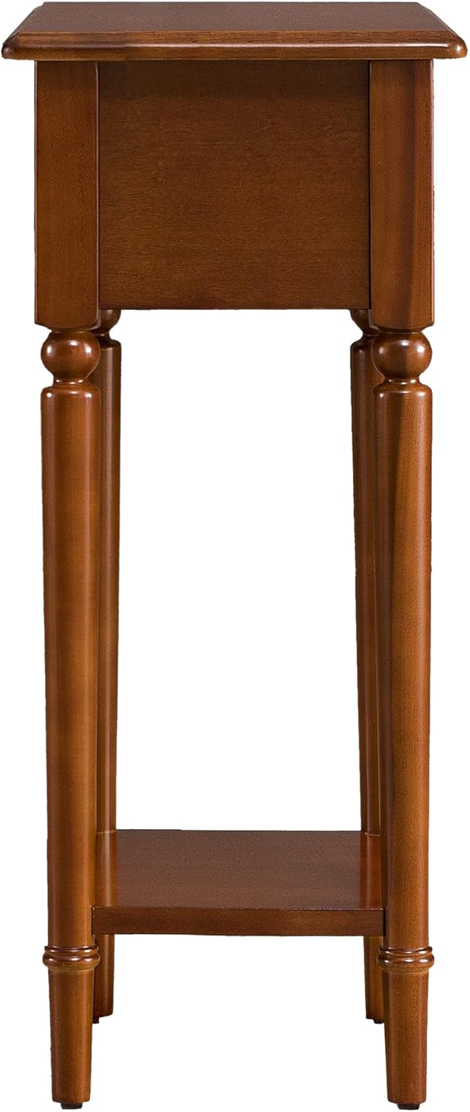 Leick Home Coastal End Table, Solid Wood, 1 Drawer, Bottom Display Shelf, Easy-Assembly, For Living Room/Bedroom, Rich Pecan Brown, 23.5 in. L x 10.0 in. W x 24 in. H, 20017-PC
