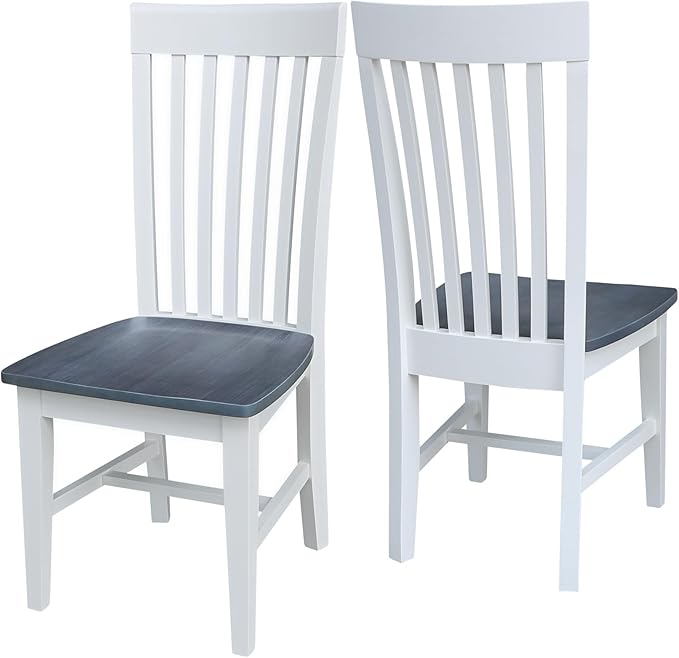 International Concepts Set of Two Tall Mission Chairs, White/Heather gray