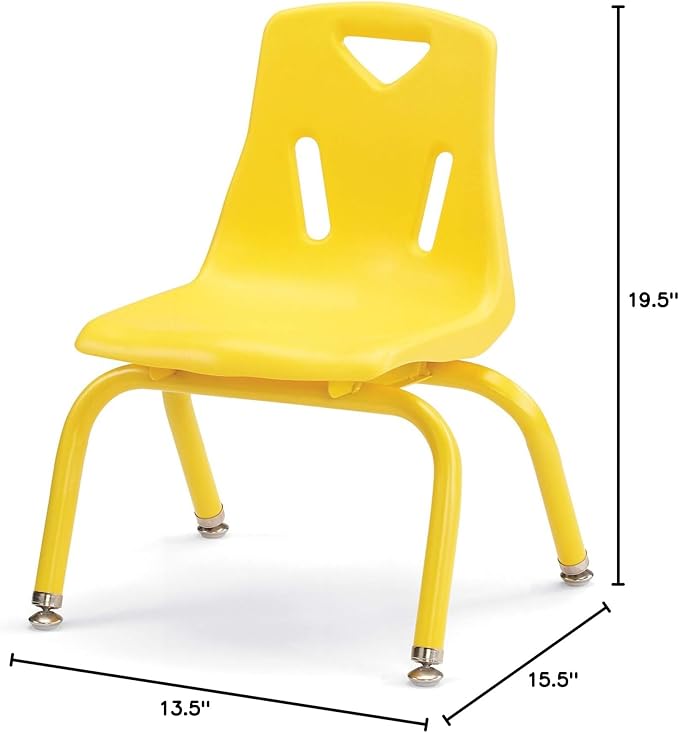 Berries Jonti-Craft 8120JC6007 Stacking Chairs with Powder-Coated Legs, 10" Height, Yellow, Pack of 6